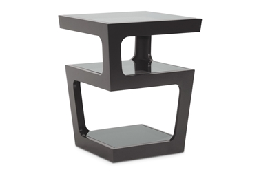 Baxton Studio Clara Black Modern End Table with 3-Tiered Glass Shelves